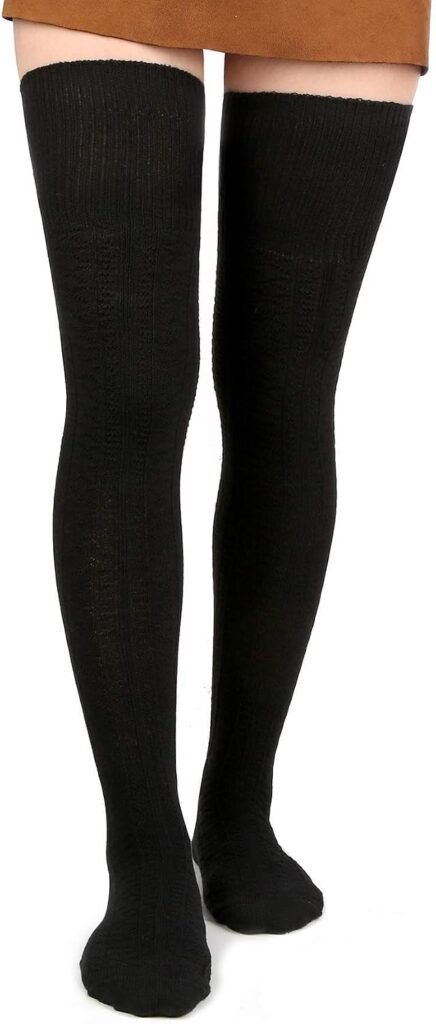 Moon Wood Women Thigh High Socks Extra Long Cotton Knit Warm Thick Tall Over the Knee Boot Stocking Leg Warmers Daily Cosplay