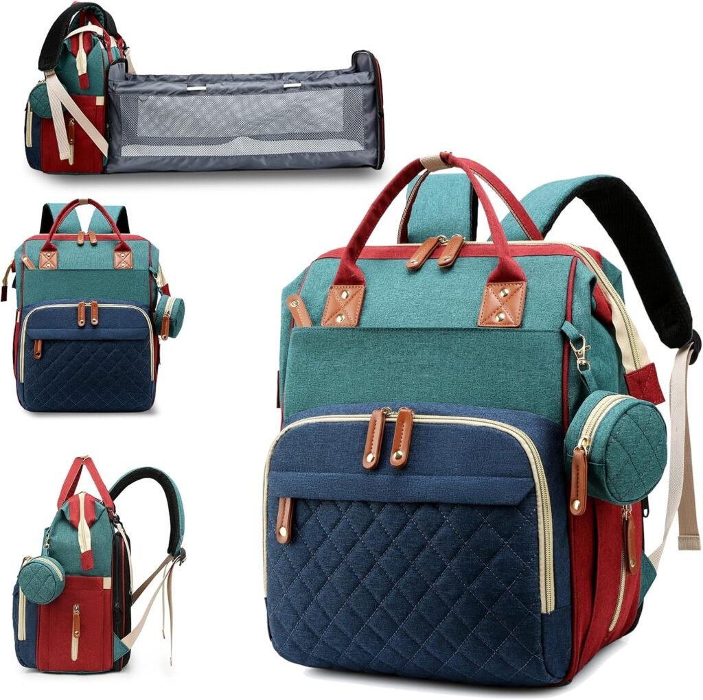 Diaper Bag with Changing Station, Baby Backpack with Foldable Changing Pad